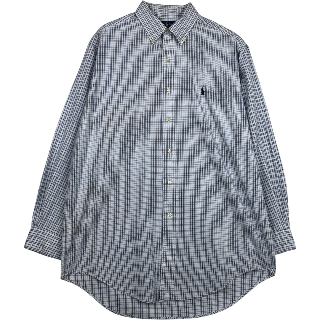 Ralph Lauren YARMOUTH Long Sleeve Button-Down Check Shirt, Men's Size M cotton blue type Vintage Second Hand