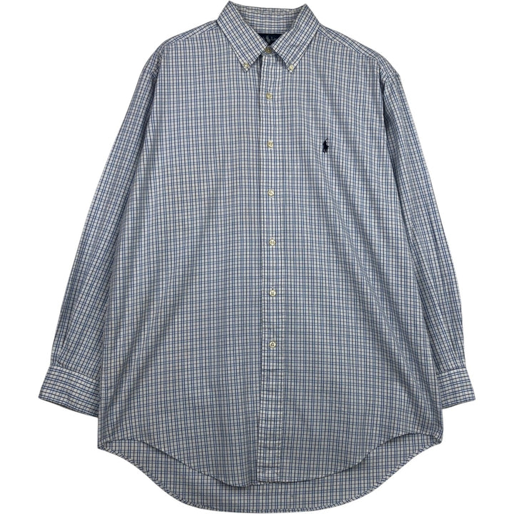 Ralph Lauren YARMOUTH Long Sleeve Button-Down Check Shirt, Men's Size M cotton blue type Vintage Second Hand