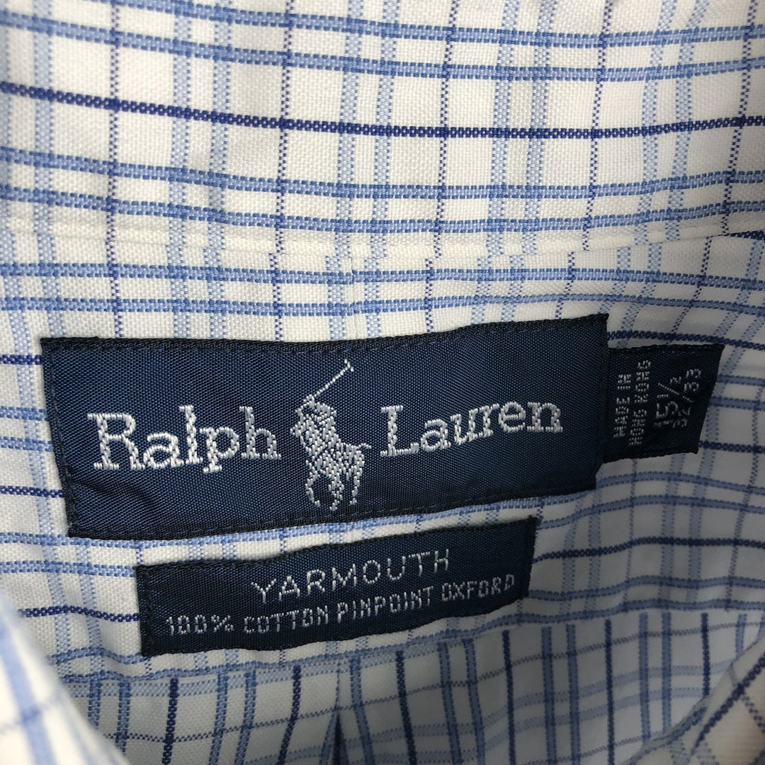 Ralph Lauren YARMOUTH Long Sleeve Button-Down Check Shirt, Men's Size M cotton blue type Vintage Second Hand