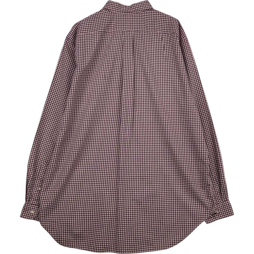 Ralph Lauren Classic Fit Gingham Check Long Sleeve Button Down Check Shirt Men's XL cotton wine-red Vintage Second Hand