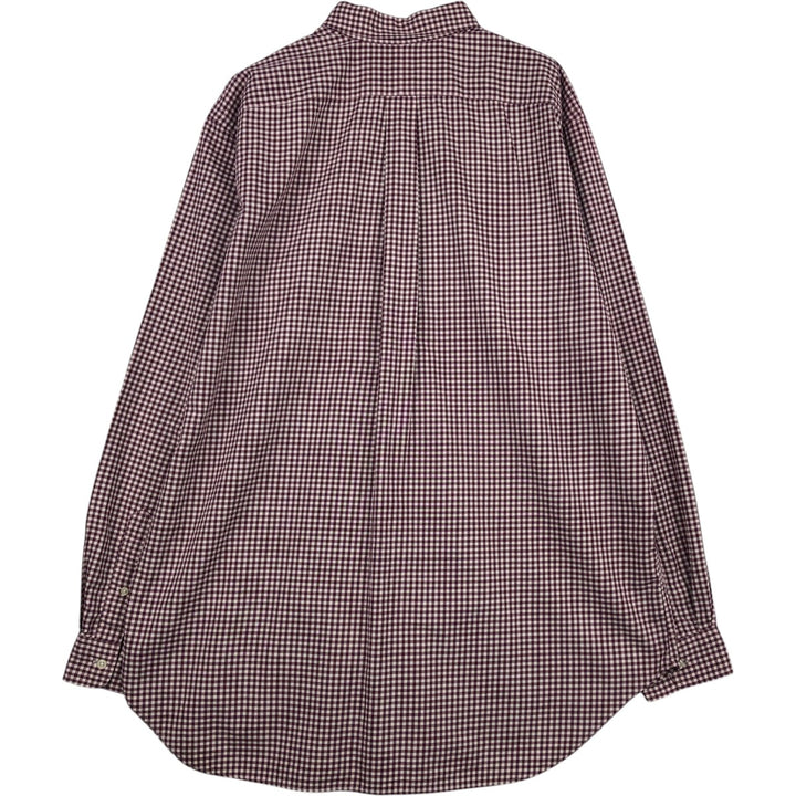 Ralph Lauren Classic Fit Gingham Check Long Sleeve Button Down Check Shirt Men's XL cotton wine-red Vintage Second Hand