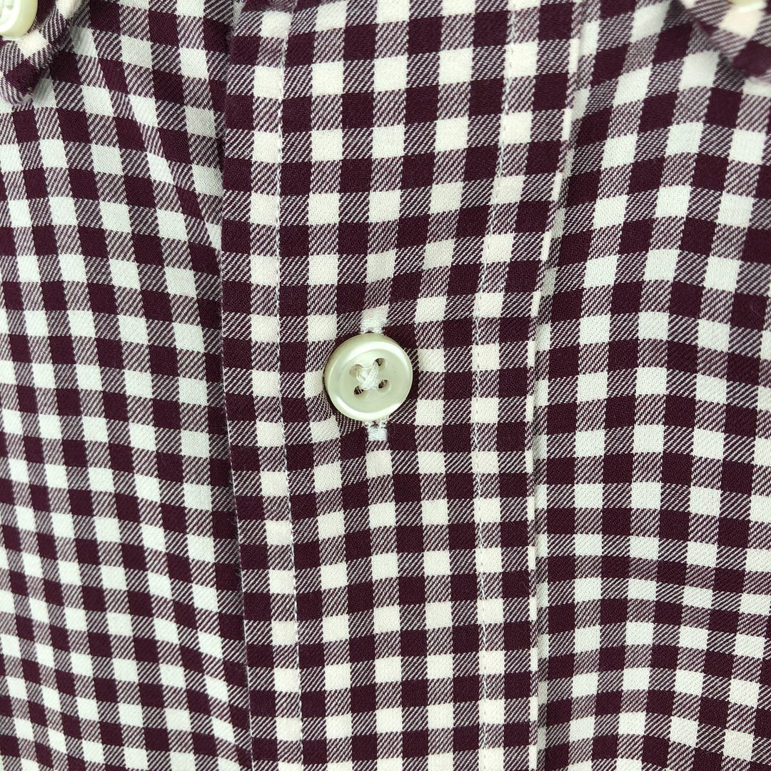 Ralph Lauren Classic Fit Gingham Check Long Sleeve Button Down Check Shirt Men's XL cotton wine-red Vintage Second Hand