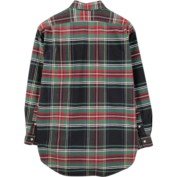 Ralph Lauren long-sleeved button-down check shirt, men's size M (approx.) cotton green type Vintage Second Hand