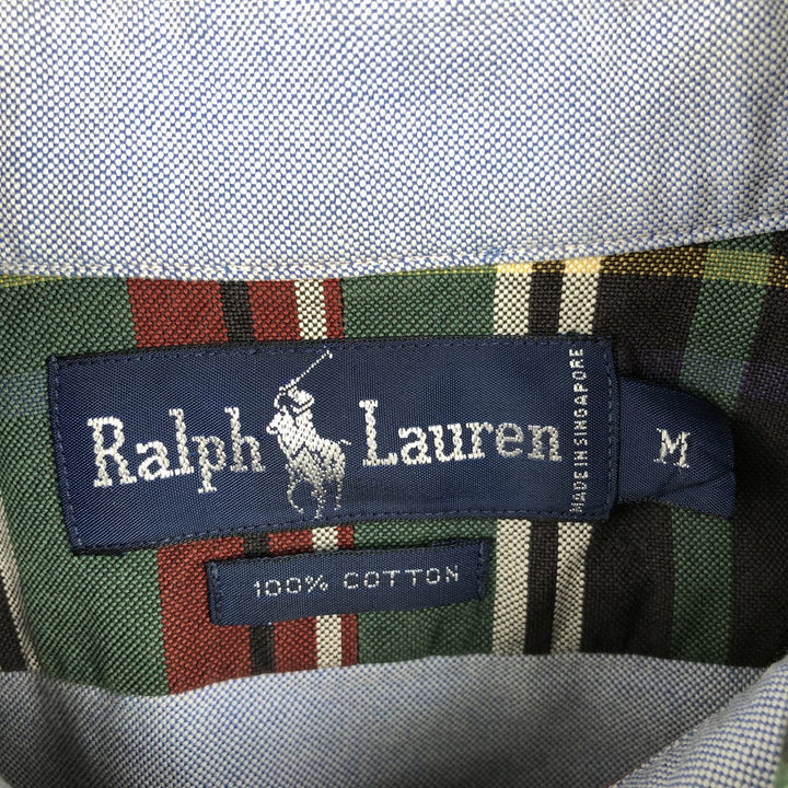 Ralph Lauren long-sleeved button-down check shirt, men's size M (approx.) cotton green type Vintage Second Hand
