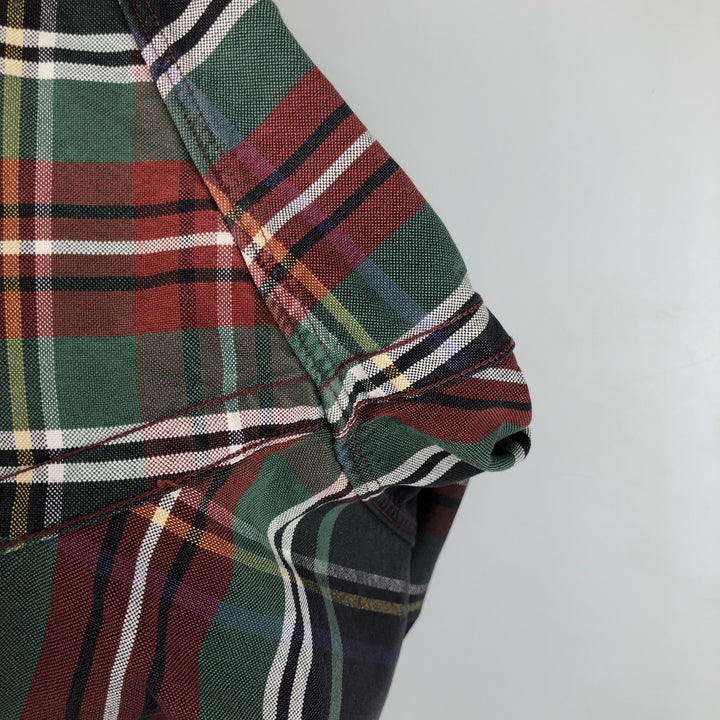 Ralph Lauren long-sleeved button-down check shirt, men's size M (approx.) cotton green type Vintage Second Hand