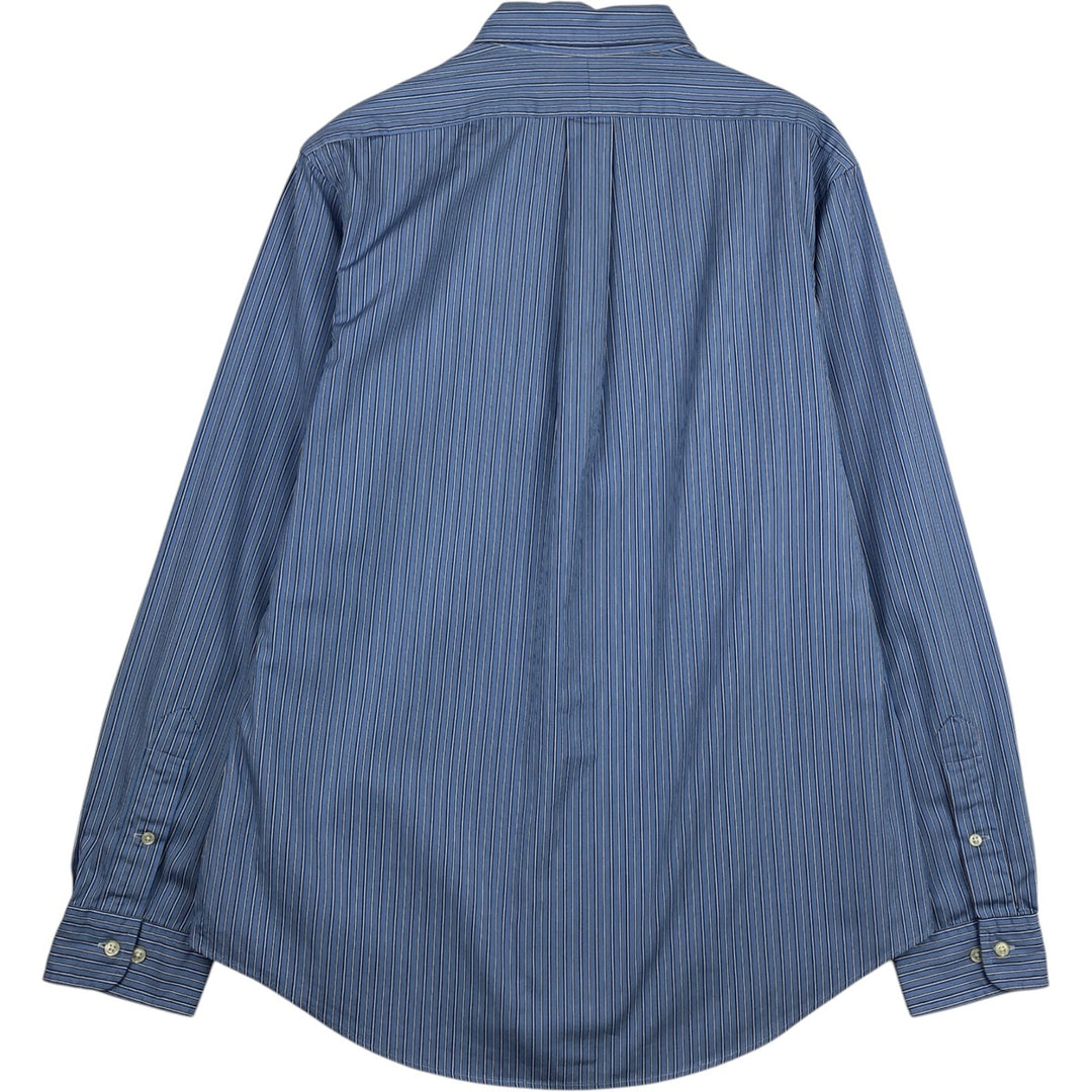Ralph Lauren POLO RALPH LAUREN CUSTOM FIT Long-Sleeve Button-Down Striped Shirt, Men's Size L (approx.) cotton blue type Vintage Second Hand
