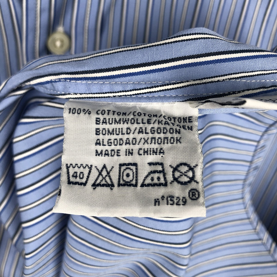 Ralph Lauren POLO RALPH LAUREN CUSTOM FIT Long-Sleeve Button-Down Striped Shirt, Men's Size L (approx.) cotton blue type Vintage Second Hand