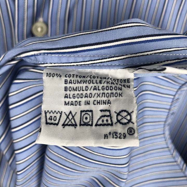 Ralph Lauren POLO RALPH LAUREN CUSTOM FIT Long-Sleeve Button-Down Striped Shirt, Men's Size L (approx.) cotton blue type Vintage Second Hand