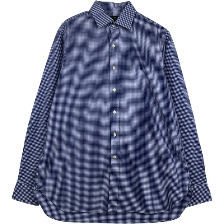 Ralph Lauren POLO RALPH LAUREN Gingham Check Wide Collar Long Sleeve Cotton Check Shirt, Men's Size L (approx.) cotton blue type Vintage Second Hand