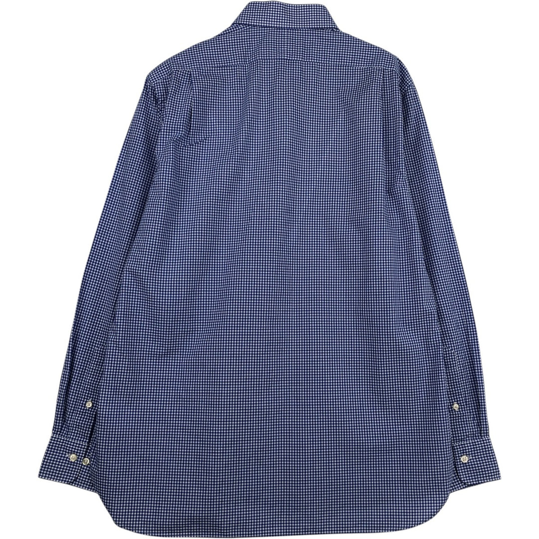 Ralph Lauren POLO RALPH LAUREN Gingham Check Wide Collar Long Sleeve Cotton Check Shirt, Men's Size L (approx.) cotton blue type Vintage Second Hand