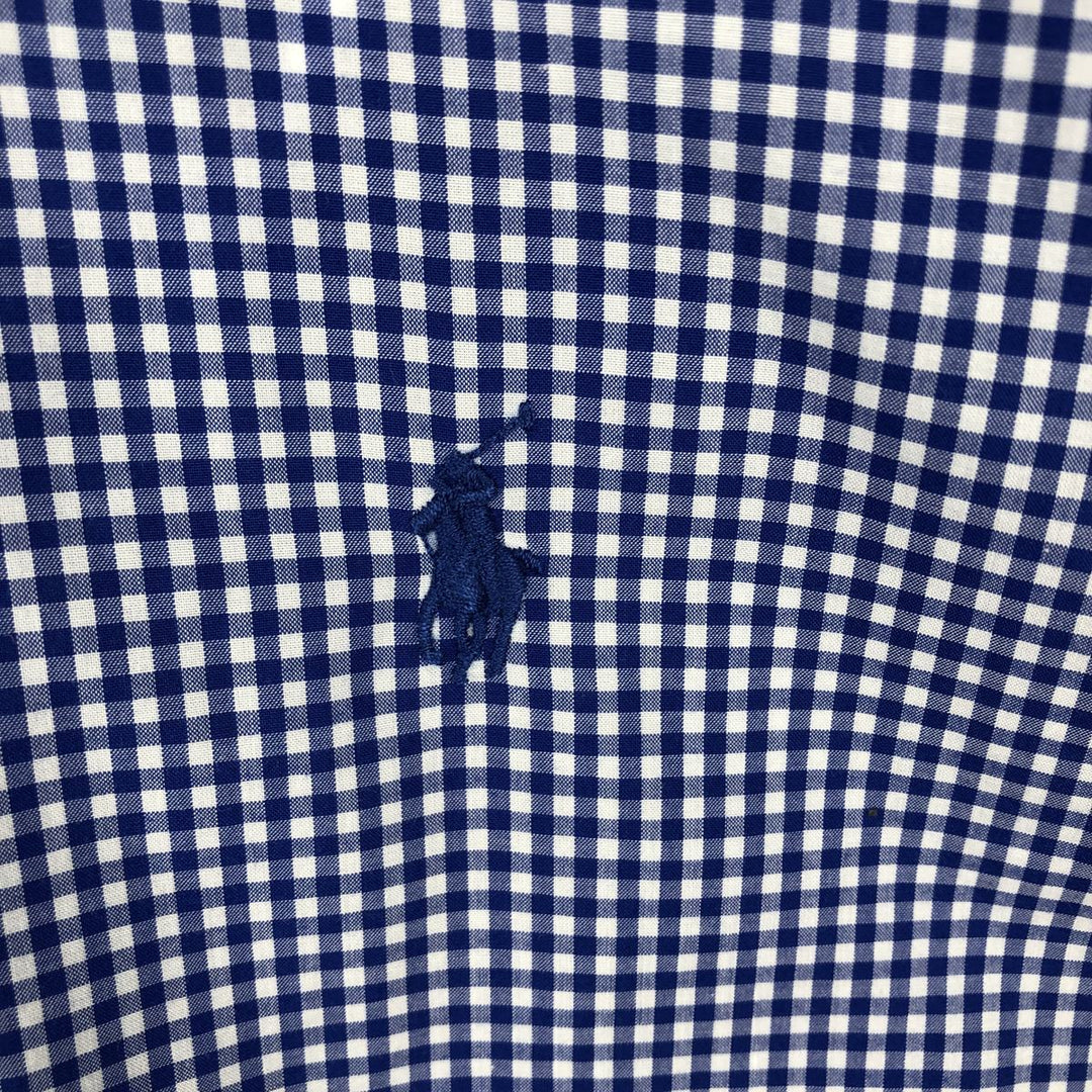 Ralph Lauren POLO RALPH LAUREN Gingham Check Wide Collar Long Sleeve Cotton Check Shirt, Men's Size L (approx.) cotton blue type Vintage Second Hand