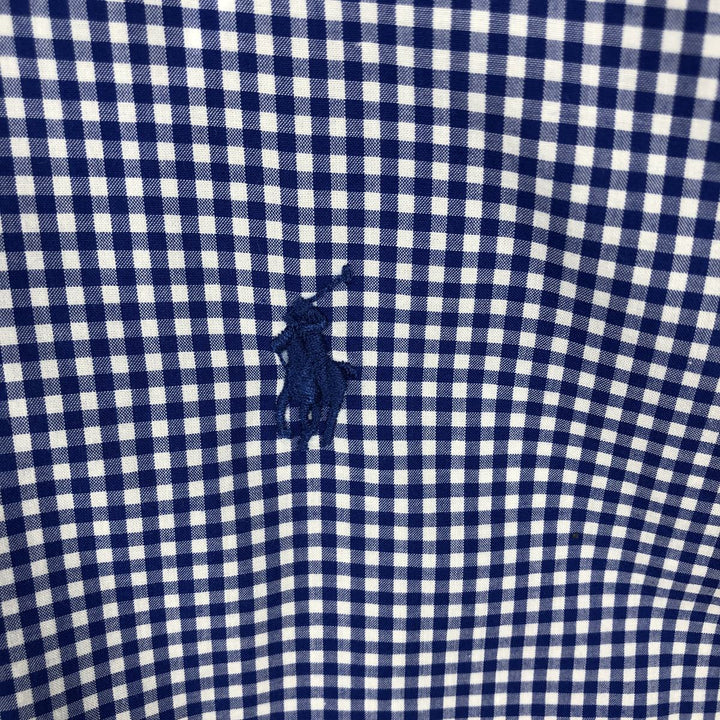 Ralph Lauren POLO RALPH LAUREN Gingham Check Wide Collar Long Sleeve Cotton Check Shirt, Men's Size L (approx.) cotton blue type Vintage Second Hand