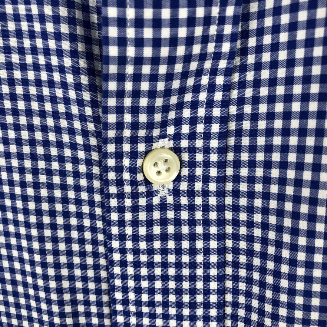 Ralph Lauren POLO RALPH LAUREN Gingham Check Wide Collar Long Sleeve Cotton Check Shirt, Men's Size L (approx.) cotton blue type Vintage Second Hand
