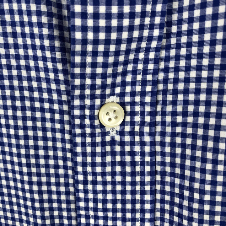 Ralph Lauren POLO RALPH LAUREN Gingham Check Wide Collar Long Sleeve Cotton Check Shirt, Men's Size L (approx.) cotton blue type Vintage Second Hand