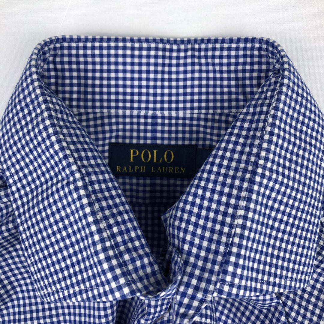 Ralph Lauren POLO RALPH LAUREN Gingham Check Wide Collar Long Sleeve Cotton Check Shirt, Men's Size L (approx.) cotton blue type Vintage Second Hand
