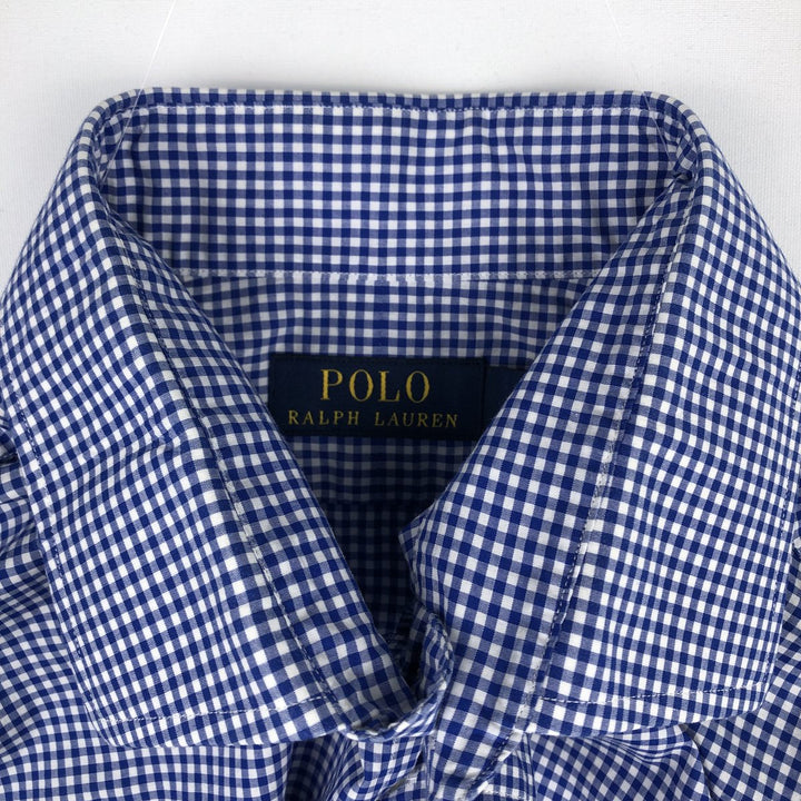 Ralph Lauren POLO RALPH LAUREN Gingham Check Wide Collar Long Sleeve Cotton Check Shirt, Men's Size L (approx.) cotton blue type Vintage Second Hand