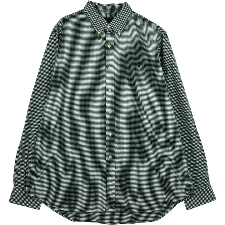 Ralph Lauren Gingham Check Long Sleeve Button-Down Check Shirt Men's XL cotton green type Vintage Second Hand