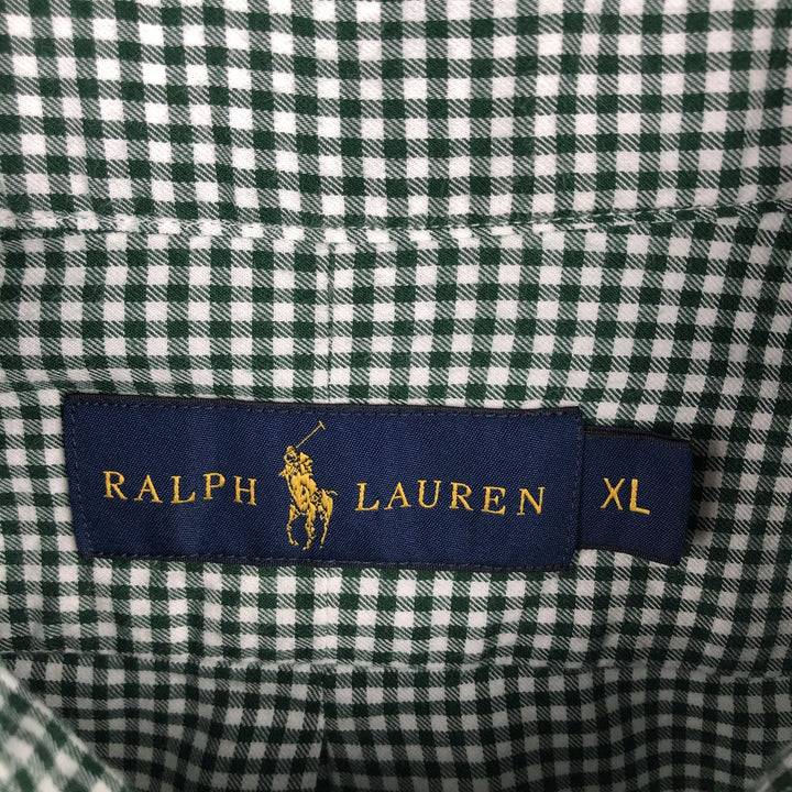 Ralph Lauren Gingham Check Long Sleeve Button-Down Check Shirt Men's XL cotton green type Vintage Second Hand