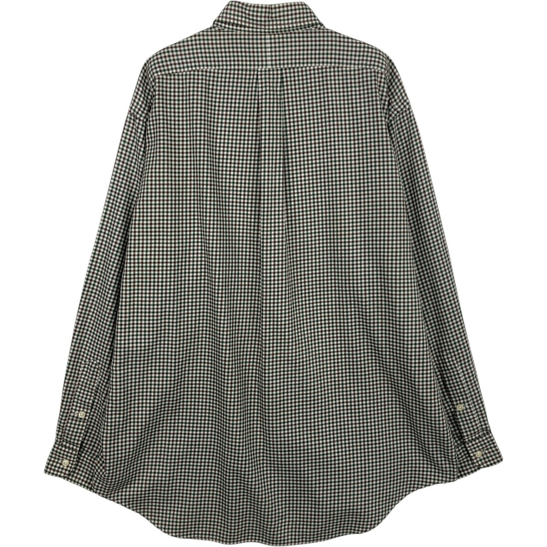 Ralph Lauren POLO by Ralph Lauren BLAKE Gingham Check Long-Sleeve Button-Down Check Shirt, Men's Size L (approx.) cotton green type Vintage Second Hand