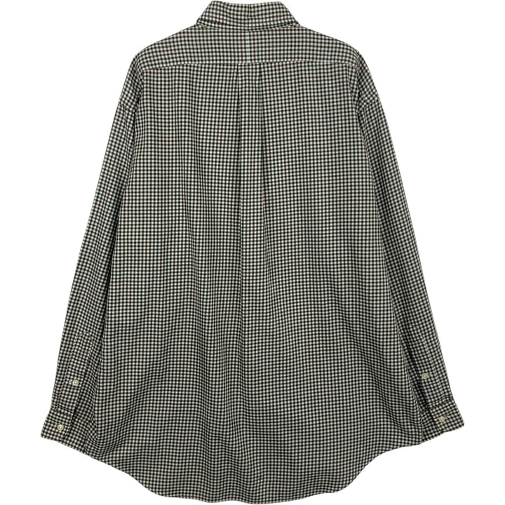 Ralph Lauren POLO by Ralph Lauren BLAKE Gingham Check Long-Sleeve Button-Down Check Shirt, Men's Size L (approx.) cotton green type Vintage Second Hand