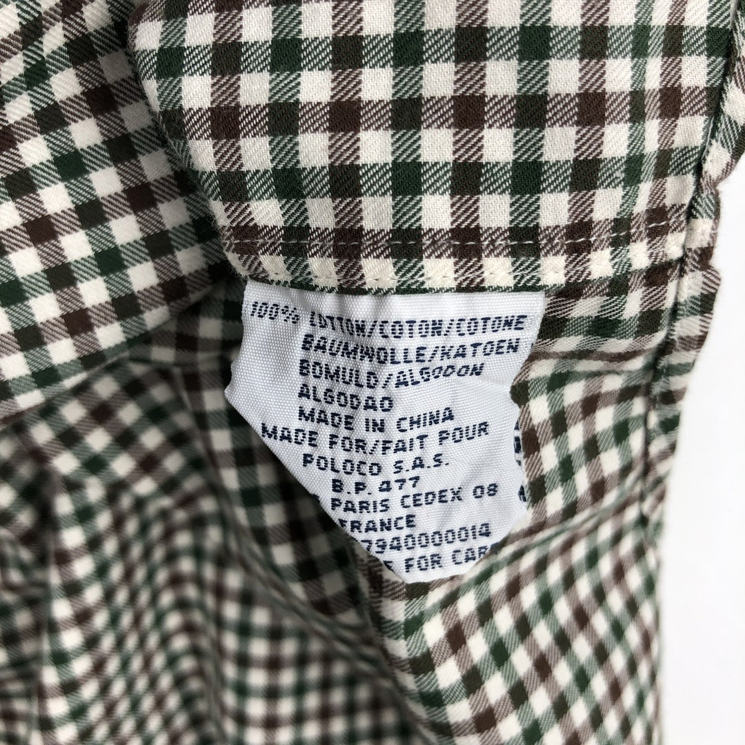 Ralph Lauren POLO by Ralph Lauren BLAKE Gingham Check Long-Sleeve Button-Down Check Shirt, Men's Size L (approx.) cotton green type Vintage Second Hand