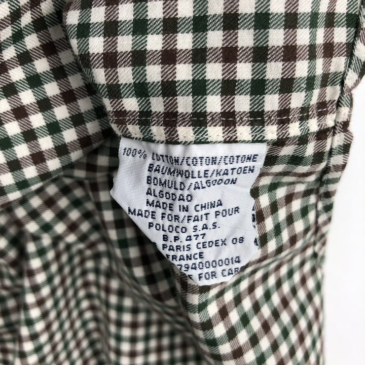 Ralph Lauren POLO by Ralph Lauren BLAKE Gingham Check Long-Sleeve Button-Down Check Shirt, Men's Size L (approx.) cotton green type Vintage Second Hand