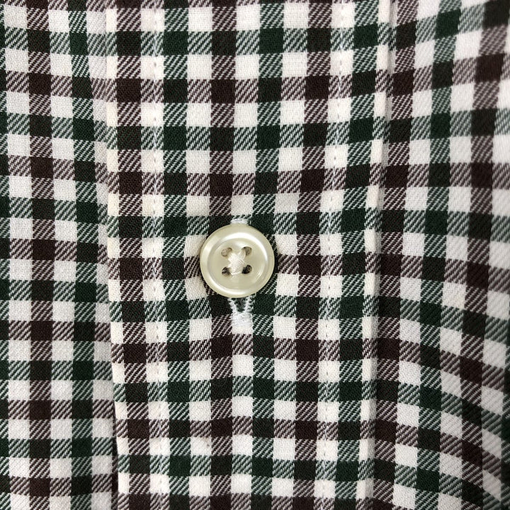 Ralph Lauren POLO by Ralph Lauren BLAKE Gingham Check Long-Sleeve Button-Down Check Shirt, Men's Size L (approx.) cotton green type Vintage Second Hand
