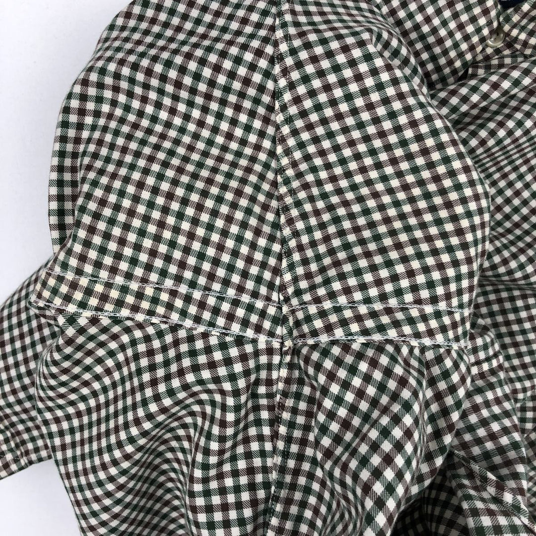 Ralph Lauren POLO by Ralph Lauren BLAKE Gingham Check Long-Sleeve Button-Down Check Shirt, Men's Size L (approx.) cotton green type Vintage Second Hand