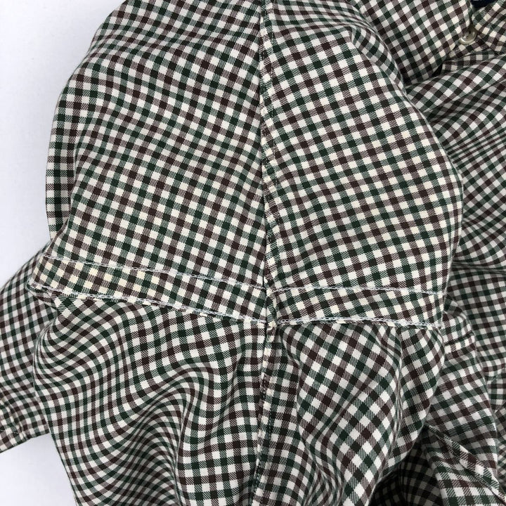 Ralph Lauren POLO by Ralph Lauren BLAKE Gingham Check Long-Sleeve Button-Down Check Shirt, Men's Size L (approx.) cotton green type Vintage Second Hand