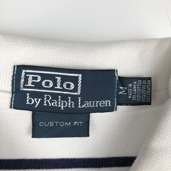 Ralph Lauren POLO by Ralph Lauren CUSTOM FIT short sleeve striped polo shirt men's size M cotton white type Vintage Second Hand