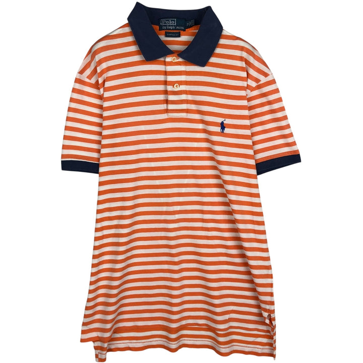 Ralph Lauren POLO by Ralph Lauren CUSTOM FIT short sleeve striped polo shirt men's size M cotton orange type Vintage Second Hand
