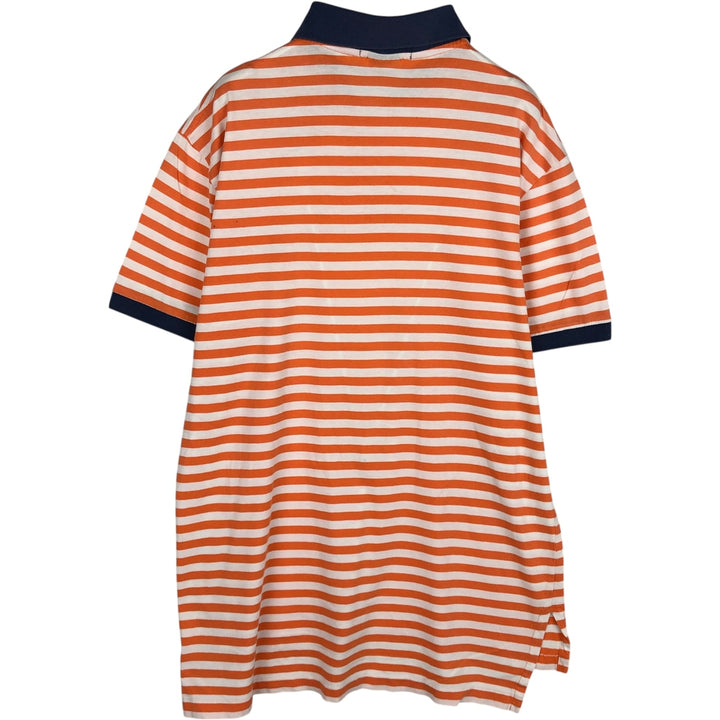 Ralph Lauren POLO by Ralph Lauren CUSTOM FIT short sleeve striped polo shirt men's size M cotton orange type Vintage Second Hand