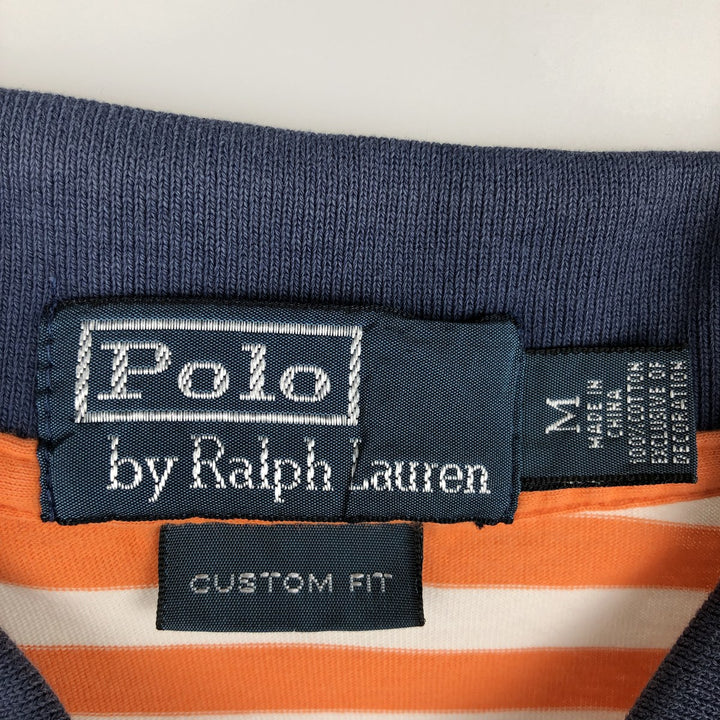 Ralph Lauren POLO by Ralph Lauren CUSTOM FIT short sleeve striped polo shirt men's size M cotton orange type Vintage Second Hand