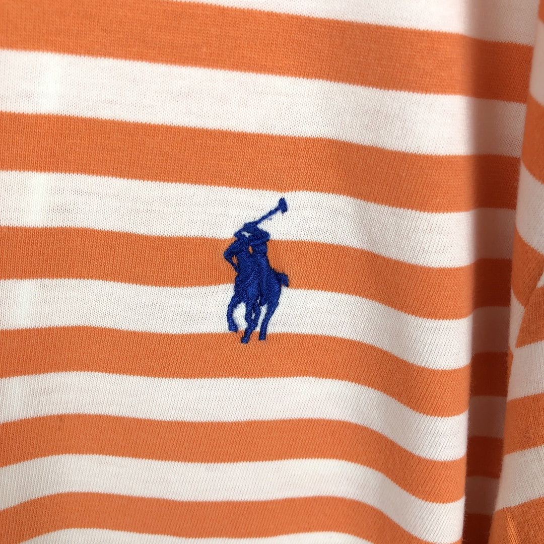 Ralph Lauren POLO by Ralph Lauren CUSTOM FIT short sleeve striped polo shirt men's size M cotton orange type Vintage Second Hand