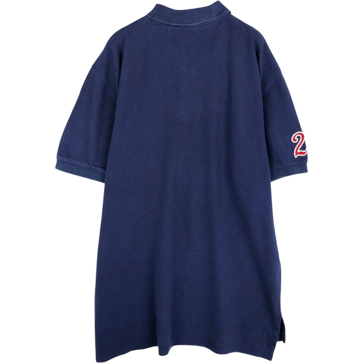 Ralph Lauren POLO by Ralph Lauren American flag pattern short-sleeved polo shirt, men's size L (approx.) cotton navy blue type Vintage Second Hand