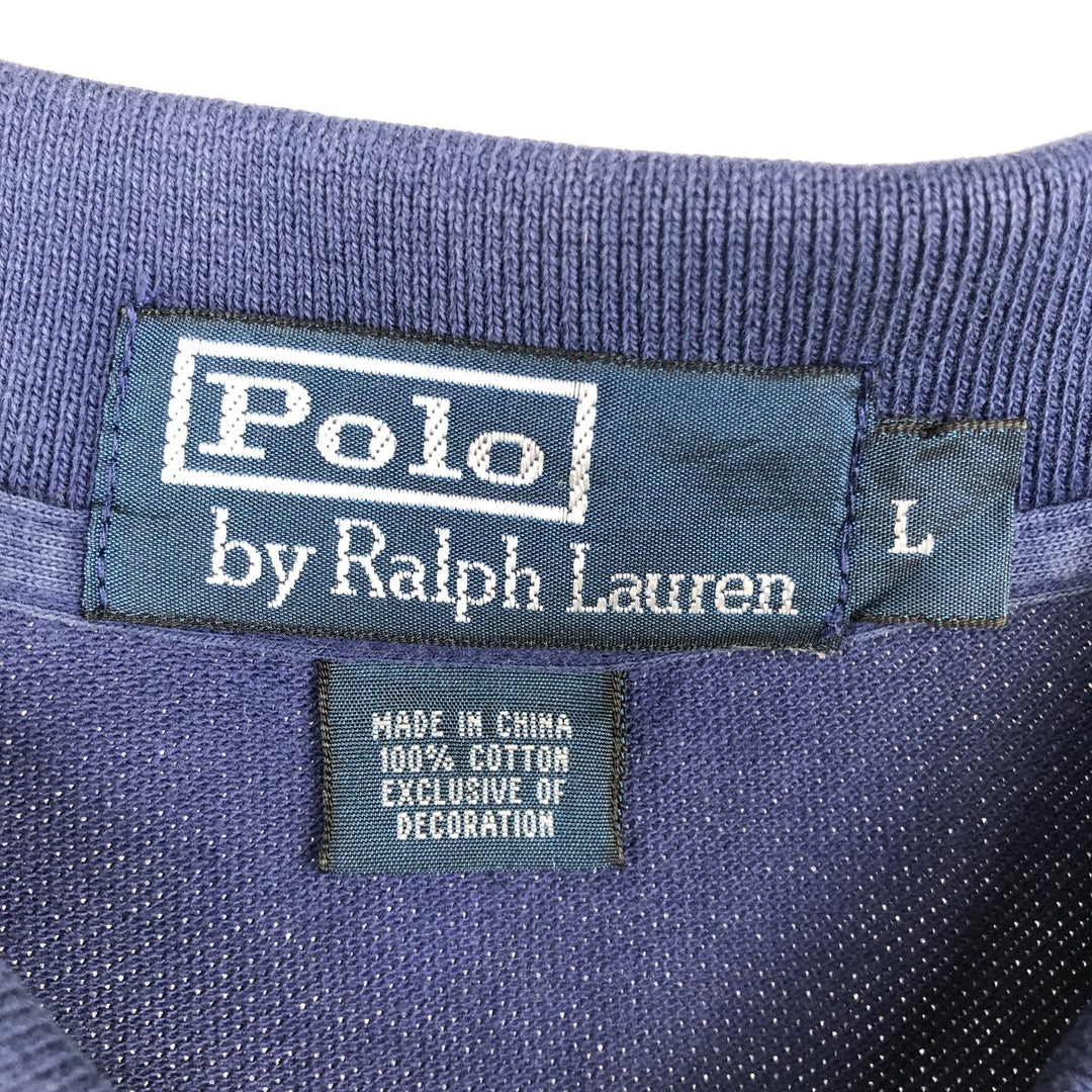 Ralph Lauren POLO by Ralph Lauren American flag pattern short-sleeved polo shirt, men's size L (approx.) cotton navy blue type Vintage Second Hand