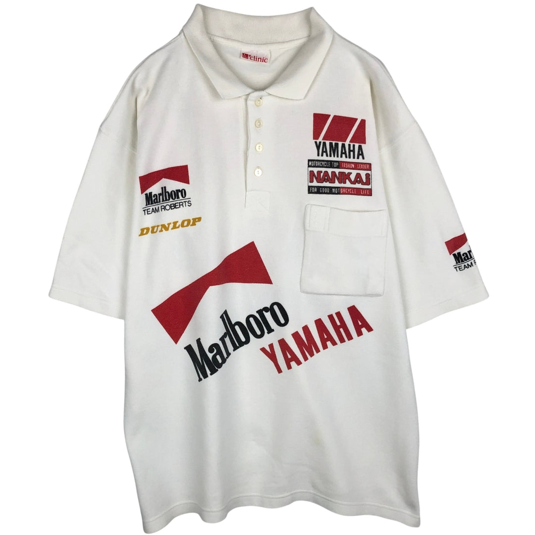 90'S Clinic Marlboro Advertising Short-Sleeve Polo Shirt, Men's Size XL (Equivalent), Vintage cotton white type Vintage Second Hand