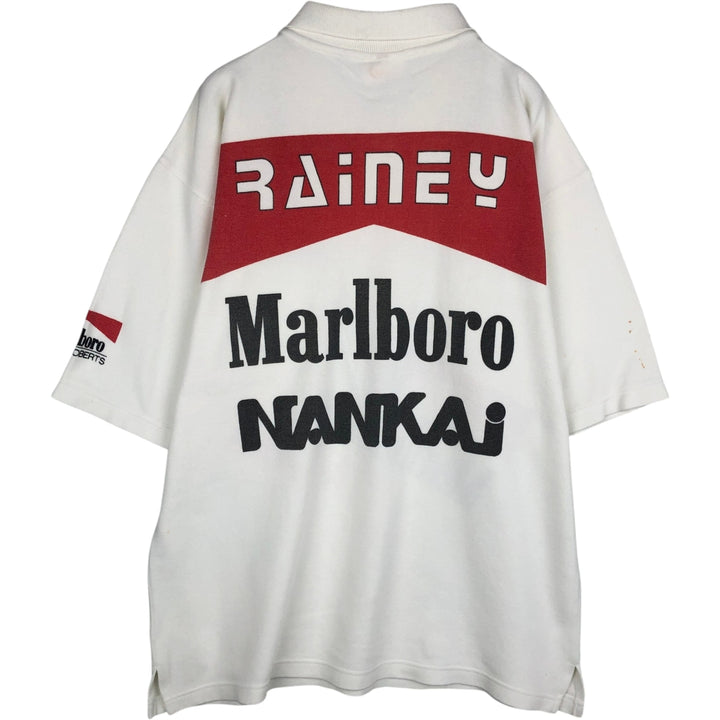 90'S Clinic Marlboro Advertising Short-Sleeve Polo Shirt, Men's Size XL (Equivalent), Vintage cotton white type Vintage Second Hand