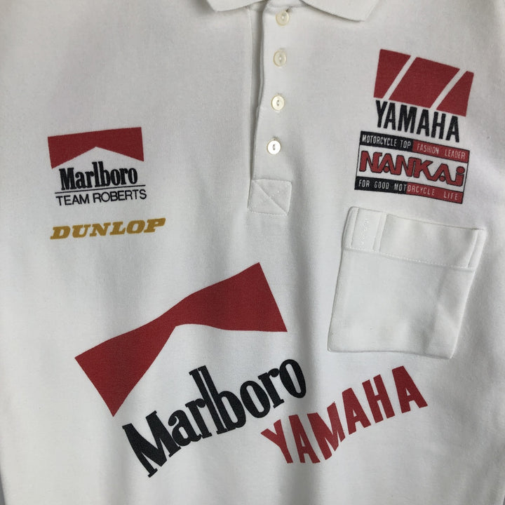 90'S Clinic Marlboro Advertising Short-Sleeve Polo Shirt, Men's Size XL (Equivalent), Vintage cotton white type Vintage Second Hand