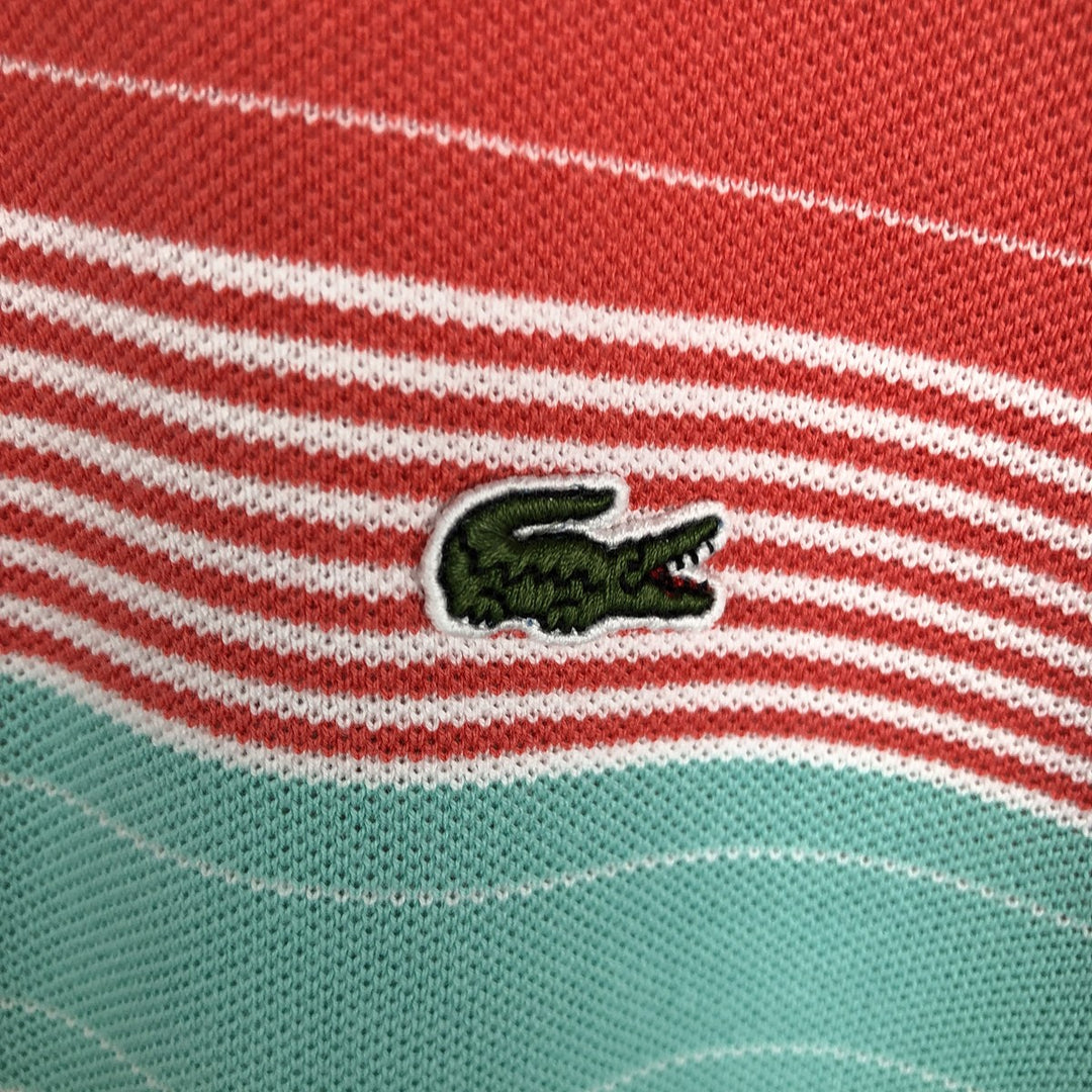 Lacoste LACOSTE DESIGNED IN FRANCE Multi-stripe Short-Sleeve Striped Polo Shirt, Size 6 (Men's L equivalent) cotton Emerald green Vintage Second Hand