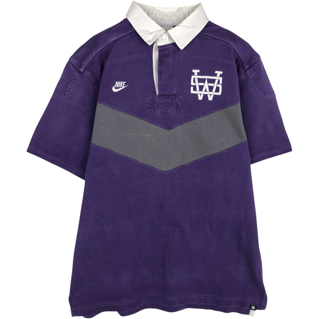 Nike College Short-Sleeve Rugby Shirt, Men's Size M (approx.) cotton purple type Vintage Second Hand
