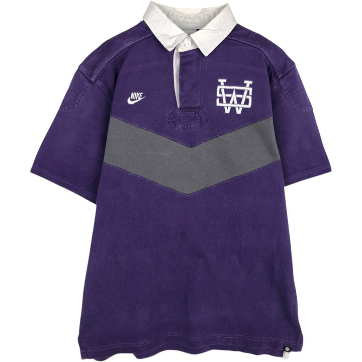Nike College Short-Sleeve Rugby Shirt, Men's Size M (approx.) cotton purple type Vintage Second Hand