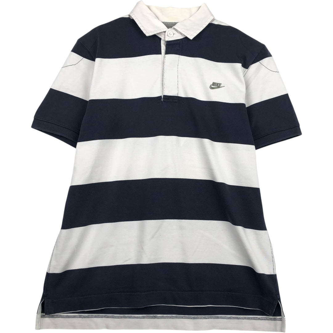 Nike Short Sleeve Striped Polo Shirt Men's Size L cotton navy blue type Vintage Second Hand