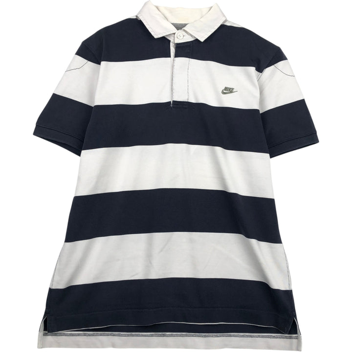 Nike Short Sleeve Striped Polo Shirt Men's Size L cotton navy blue type Vintage Second Hand