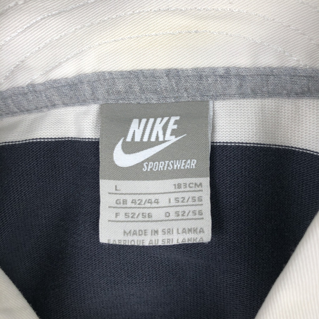 Nike Short Sleeve Striped Polo Shirt Men's Size L cotton navy blue type Vintage Second Hand