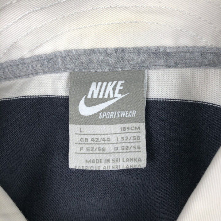 Nike Short Sleeve Striped Polo Shirt Men's Size L cotton navy blue type Vintage Second Hand