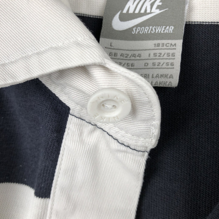 Nike Short Sleeve Striped Polo Shirt Men's Size L cotton navy blue type Vintage Second Hand