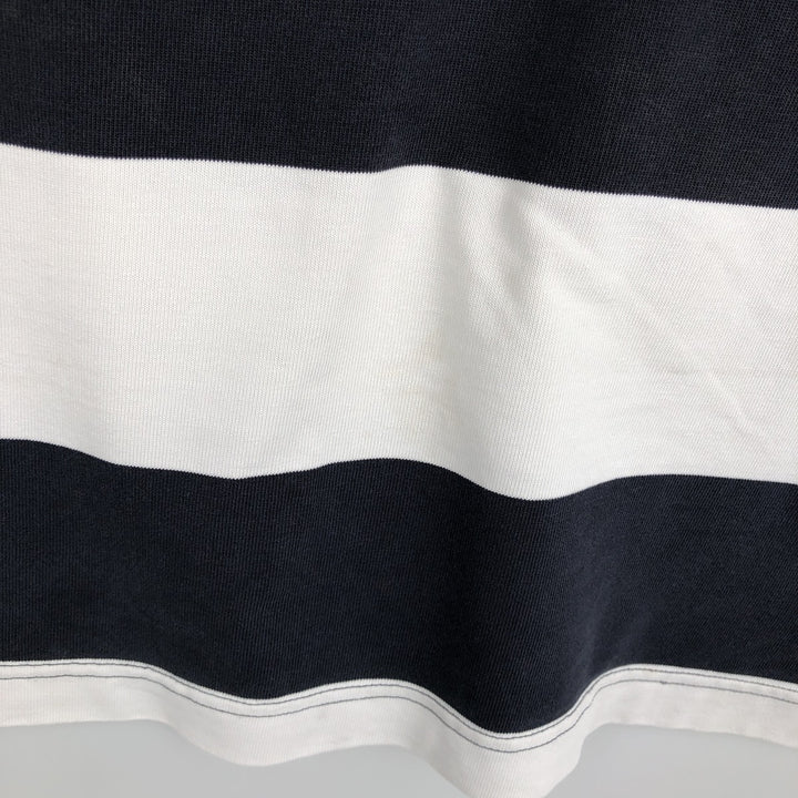 Nike Short Sleeve Striped Polo Shirt Men's Size L cotton navy blue type Vintage Second Hand