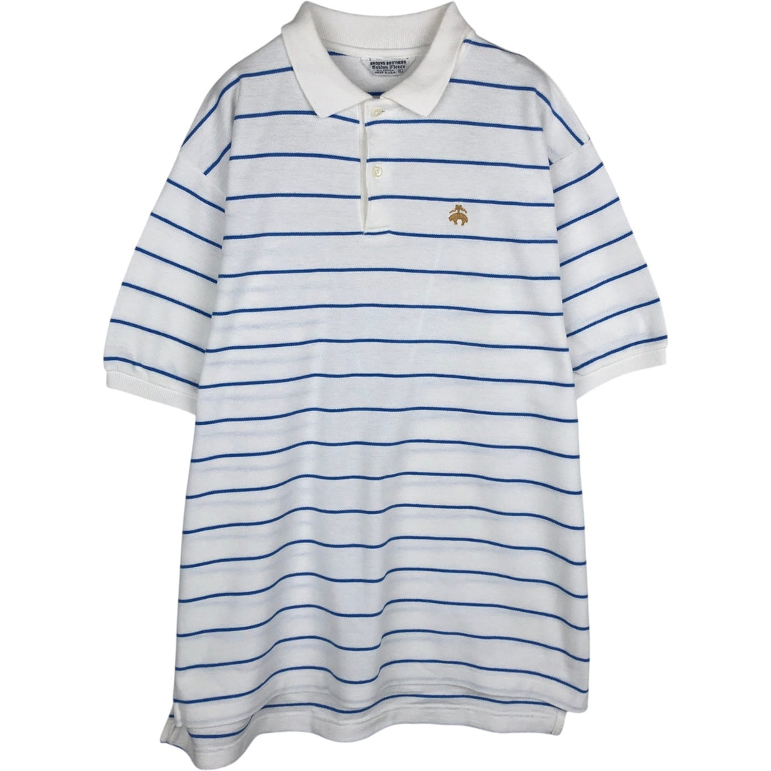 Brooks Brothers Golden Fleece Short-Sleeve Striped Polo Shirt, Made in USA, Men's Size XL (approx.) cotton white type Vintage Second Hand