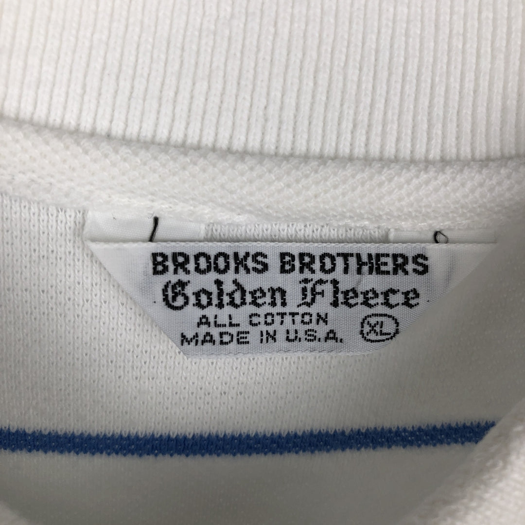 Brooks Brothers Golden Fleece Short-Sleeve Striped Polo Shirt, Made in USA, Men's Size XL (approx.) cotton white type Vintage Second Hand